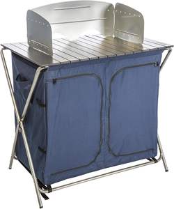 휴대용 야외 캠핑 주방 롤아웃 철 탁상 분리형 앞 유리 3 선반 식료품 저장실 캐비닛 접이식 2 인용 요리 - Product Image 2