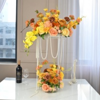 Pilier de table en soie artificielle pour mariage d'hôtel moderne Pièce maîtresse Table principale Fleurs durables écologiques pour banquet KTV de bureau