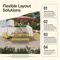 Ensemble table et chaises de jardin en aluminium, directement de l'usine, mobilier d'extérieur résistant aux intempéries pour jardins et hôtels.