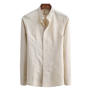 Camicie da <span class=keywords><strong>Uomo</strong></span> in <span class=keywords><strong>Lino</strong></span> Premium, <span class=keywords><strong>Camicia</strong></span> in Misto <span class=keywords><strong>Lino</strong></span> e Cotone, Manica Lunga, Vestibilità <span class=keywords><strong>Slim</strong></span>, Colletto alla Coreana, <span class=keywords><strong>Camicia</strong></span> Casual - Product Image 1