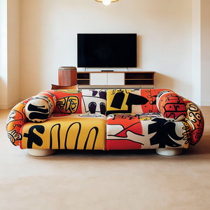 Canapé en tissu imprimé graffiti moderne, design d'art abstrait de luxe, ensemble de meubles de salon, canapé sectionnel rembourré - Product Image 3