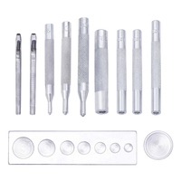 11 pièces DIY pour artisanat du cuir : Perforateurs métalliques argentés, matrices de sertissage, boutons-pression, outil d'installation de rivets à pression OEM ODM