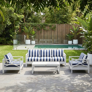 Poolside Coastal Style Outdoor Lounge Set 3 Seater <b>2</b> Armchairs Cushion with Coffee <b>Table</b> Yc-bg-m-a3924 Aluminum Frame - Product Image 3