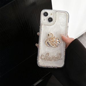 Custodia per <span class=keywords><strong>iPhone</strong></span> 14 15 Plus 16 Pro Max 17 con Strass a Forma di Cuore e Cigno, Custodia in Resina Epossidica Stile Coreano Ins per Donne - Product Image 6