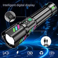 Lampe torche laser LED blanche 20W, multifonctionnelle, zoom puissant, affichage numérique, rechargeable, pour extérieur