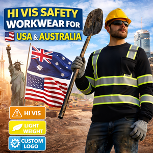 Maglietta di Sicurezza Alta Visibilità Nera e Gialla a Maniche Lunghe con Strisce Riflettenti, T-Shirt da Lavoro per Edilizia per Uomo - Product Image 3