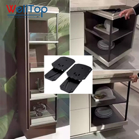 Nouveautés : Support rotatif pour coin mort avec mécanisme de fermeture amortie, plateau tournant à 180 degrés pour armoire, rangement d'angle de cuisine