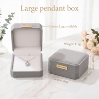 Coffret à bijoux octogonal en velours gris, boîte de présentation multi-tailles avec logo métallique personnalisé pour bague, collier, bracelet, pendentif