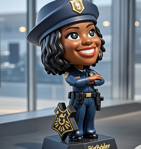 Statuetta Personalizzata Esclusiva di Poliziotto con Testa Oscillante, Design a Molla, Artigianato in Resina Fatto a Mano, Decorazione per Ufficio - Product Image 1