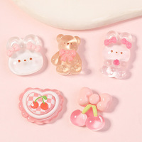 Accessoires en résine transparents à thème animalier mignon (ours et mouton) et cerises, autocollants 3D DIY pour coques de téléphone et aimants de réfrigérateur