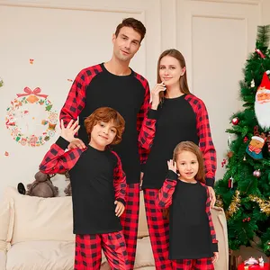 Christmas Sublimation Pajamas Set Custom Printed Adult 1 Piece Cotton Kids Baby Pjs Clothes Matching Family Christmas Pajamas