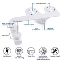 Accessoire de bidet Shattaf ultra-plat non électrique pour toilettes, pour lavage féminin à l'eau chaude et soins post-partum