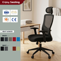 Chaise de bureau ergonomique à dossier haut en maille, avec appui-tête et accoudoirs réglables, certifiée BIFMA, pivotante, pour cadres et personnel