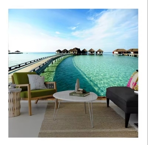 Carta da parati personalizzata bella <span class=keywords><strong>vista</strong></span> mare 3d sfondo per soggiorno foto adesivo da parete Luxury Beach paesaggio murale - Product Image 2