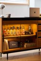 Fabricant en gros, armoire de cuisine moderne avec grand espace de rangement, porte en verre, armoire à couverts en bois pour restaurant, hôtel