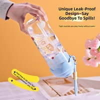 Gobelet à glace en plastique nouveau design, grande capacité, portable, avec poignée, bouteille pour enfants, mignon, avec paille, sans BPA, vente en gros