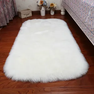 Shaggy Bont Pluche Lange Haar Effen Mat Tapijt Wit Faux Fur Tapijt Zachte Faux Schapenvacht Tapijten Voor Woonkamer Slaapkamer grote Karpetten