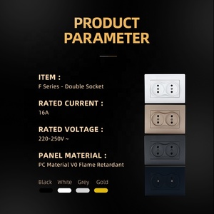 Высококачественная электрическая панель F-серии, огнестойкая двойная розетка ЕС, стандартная черная белая золотистая настенная электрическая розетка - Product Image 5