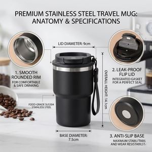 Custom logo 14oz Double Wall Promotional Gift Stainless Steel <b>Coffee</b> Cup Vacuum Insulated Travel <b>Coffee</b> Mug with Rope Handle - Product Image 4