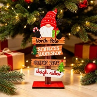 Figurine de Noël en bois rustique, faite à la main, pour décoration de table de fêtes, ornement de cheminée de ferme, cadeau artisanal