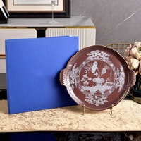 Vente en gros de vaisselle en porcelaine de style italien, assiette ronde de 35 cm, emballage en boîte cadeau