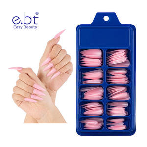 Uñas Postizas Reutilizables de Cobertura Completa con Pegamento para Dedos, Diseño Predefinido, Efecto Ombre, <span class=keywords><strong>DIY</strong></span>, Mármol Blanco, Cortas, E.bt - Product Image 1