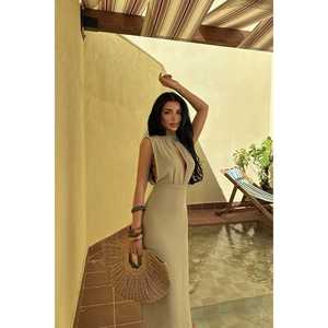 Vestido Himari Color Caqui para Mujer, Talla Grande, Elegante, con Tirantes Finos, de Viscosa, Modesto, Bonito, Formal, para Fiestas, Primavera, Día, Club - Product Image 6