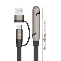 Cable de Datos de Nailon Trenzado de Carga Rápida PD de 240 W A+C-C 2 en 1 de 1.5 M con Soporte para Teléfono, Rotación de 360 Grados, Tipo C, Compatible con Juegos IOS