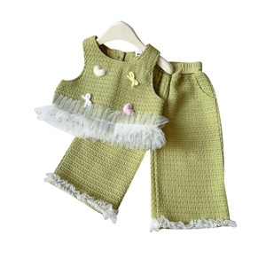Ensemble deux pièces pour <span class=keywords><strong>bébé</strong></span> <span class=keywords><strong>fille</strong></span>, style princesse coréenne, printemps automne, nouveau, veste en maille occidentale, pantalon, fibre de polyester - Product Image 5