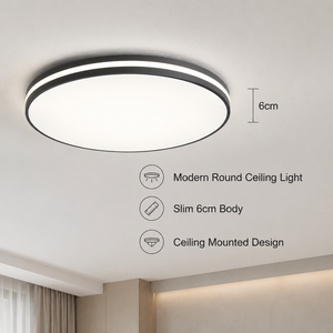 Plafonnier LED rond moderne ultra-plat en acrylique et fer, montage en surface, pour maison, salon, chambre, 200W, tricolore - Product Image 2