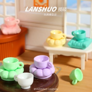 Lanshuo Mini Resin <b>Teacups</b> Coasters Set For Dollhouse Playhouse Accessories Unisex 5-7 Years Plastic Craft Decor - Product Image 1