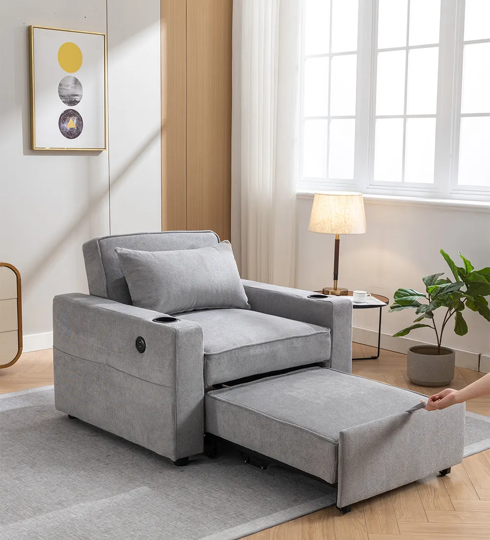 VANBOW sofá-cama dobrável de madeira nórdico para economia de espaço, sofá-cama dobrável da Malásia em móveis domésticos