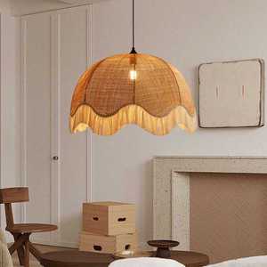 Lampe suspendue en rotin ronde E27 40-80cm, pour salon, chambre à coucher, bureau, lampe de plafond Vintage de style japonais - Product Image 5