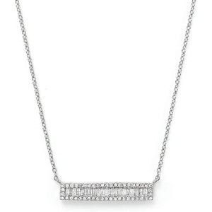 Collier pendentif barre de diamants Jewelspaark 1,00 carat total, taille ronde baguette, plaqué rhodium, argent sterling 925, pour femme, usage quotidien - Product Image 3