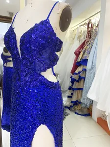 Nouveau paillettes paillettes désossage en gros robes longues soirée robe de bal 2025 pour fille en vente