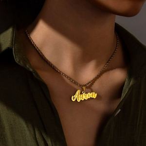 Collar Personalizado con Nombre, de Acero Inoxidable Chapado en Oro de 18K, Estilo Moderno y Exagerado, Unisex, para Envío Directo - Product Image 4