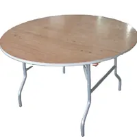 Round Wood Banquet Folding Table, 8 ft