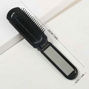 <b>Hot</b> Sale Custom Logo Screen Printed Plastic New Design High Quality Fashion Fold Portable Ribs Shape Hair Brush <b>Comb</b> with Mirror - Product Image 3