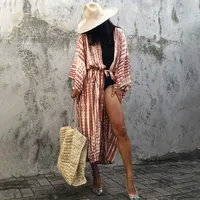 Robe de plage ample en polyester imprimé numérique motif léopard, protection solaire, style cardigan, pour maillot de bain bikini, style européen et américain