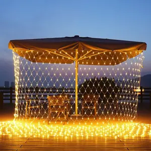 Rede de pesca LED iluminada para decoração de férias ao ar livre, decoração de corda de baixa tensão à prova d'água para férias, estilo estrelas do céu