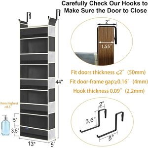 Over The Door Hanging Organizer 5 <b>Shelves</b> 10 Pockets Bathroom Bedroom Storage <b>Hook</b> Type Non Woven Fabric - Product Image 3