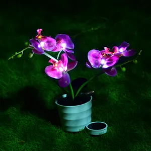 Pink Butterfly Orchid Basin Flower Lights Arrange Flowers Rose Lily Orchid Night Lamp Decorative Wedding Table Lamps