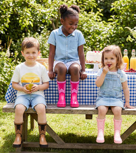 Bottes de pluie pour enfants Cowboy, bottes en caoutchouc imperméables antidérapantes mi-mollet pour garçons et filles, faciles à mettre et à enlever, pour les boue et les flaques d'eau en extérieur - Product Image 5