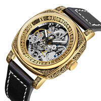 Montre mécanique automatique tourbillon creux de luxe montre bracelet en cuir lumineux étanche pour hommes montres-bracelets