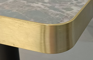 Plateau de table de restaurant carré en marbre fritté avec bord en alliage d'aluminium doré, mobilier de salle à manger contemporain et moderne - Product Image 6
