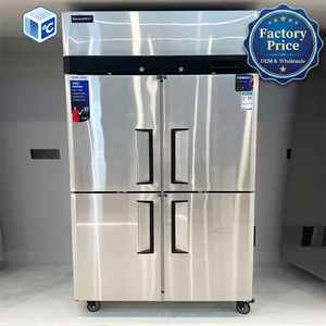 Réfrigérateur commercial vertical à double température, quatre portes, en acier inoxydable, refroidissement par air, prix d'usine - Product Image 1