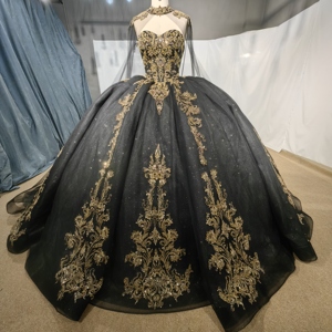 Abito da Quinceañera con Corpetto a Cuore, Applicazioni in <span class=keywords><strong>Pizzo</strong></span> e Perline, <span class=keywords><strong>Vestito</strong></span> da Ballo <span class=keywords><strong>Nero</strong></span> per 15-16 Anni Mcd06 - Product Image 4