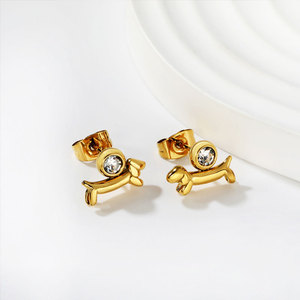 Divertidos Pendientes de Acero Inoxidable 316L con Baño de Oro PVD de 14k y 18k, Joyería de Lujo de Alta Calidad, Pendientes de Moda con Forma de Perro para Mujer - Product Image 4
