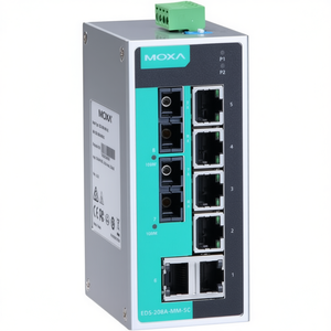 Commutateur Ethernet industriel non géré Moxa EDS-208A-SS-SC-T sur rail DIN, 8 ports - Product Image 2