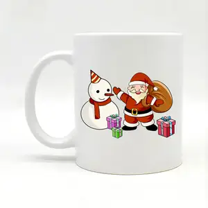 2022圣诞礼物儿童度假设计散装便宜11盎司红白定制标志升华陶瓷圣诞咖啡杯